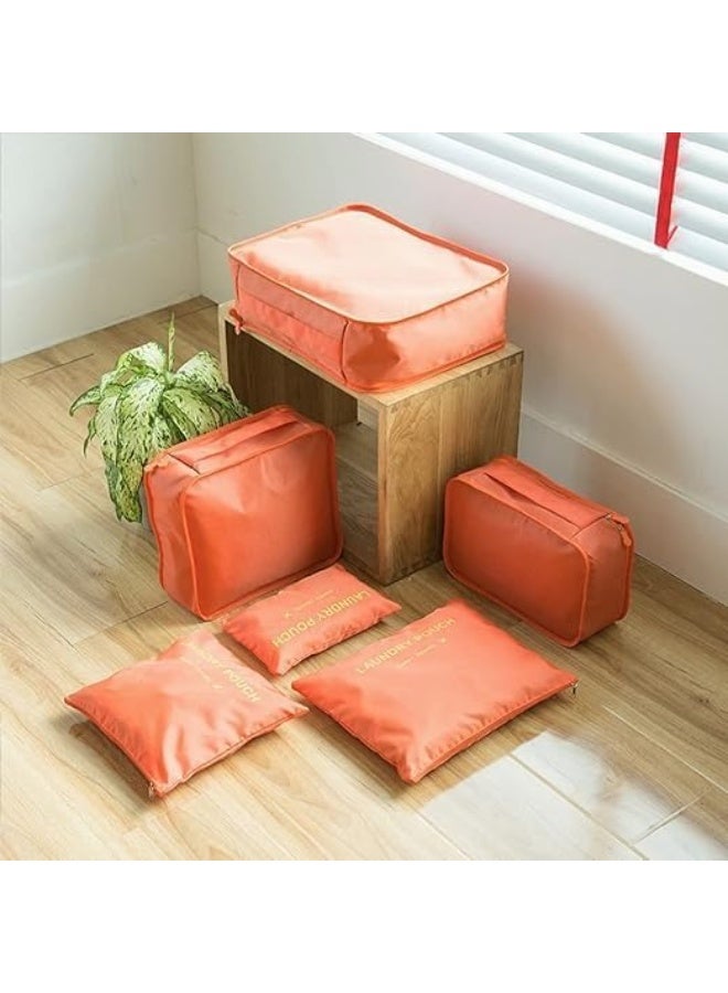TRAVEL 6pcs Lightweight Packing Cubes – Convenient and Organized Luggage Solution for Clothes, Shoes & Toiletries-orange - Image 3